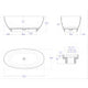 ALFI brand AB9975BM 59" Black & White Matte Oval Solid Surface Resin Soaking Bathtub