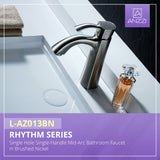 ANZZI L-AZ013BN-R Series Single Hole Single-Handle Mid-Arc Bathroom Faucet in Brushed Nickel