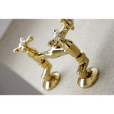 Kingston Brass KS3222AX Vintage 6" Adjustable Center Wall Mount Kitchen Faucet, Polished Brass