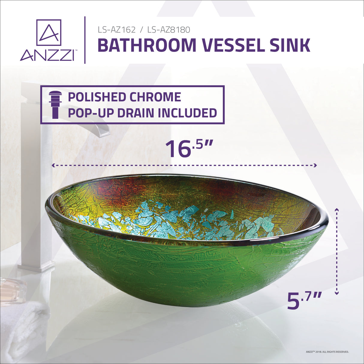 ANZZI LS-AZ8180 Tara Series Deco-Glass Vessel Sink in Glacial Blaze