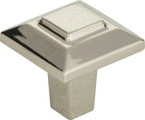 Atlas Homewares Trocadero Small Square Knob 1 Inch Polished Nickel
