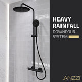 ANZZI SH-AZ101MB Heavy Rainfall Stainless Steel Shower Bar with Hand Sprayer in Matte Black