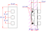 ALFI brand AB2901-BN Brushed Nickel Concealed 4-Way Thermostatic Valve Shower Mixer /w Square Knobs