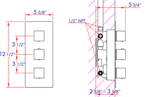 ALFI brand AB2901-BN Brushed Nickel Concealed 4-Way Thermostatic Valve Shower Mixer /w Square Knobs