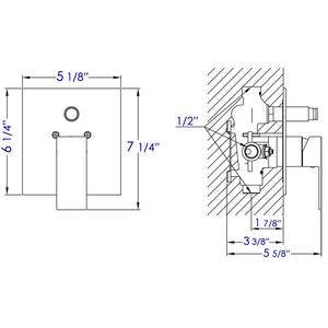 Black Matte Shower Valve with Square Lever Handle and Diverter