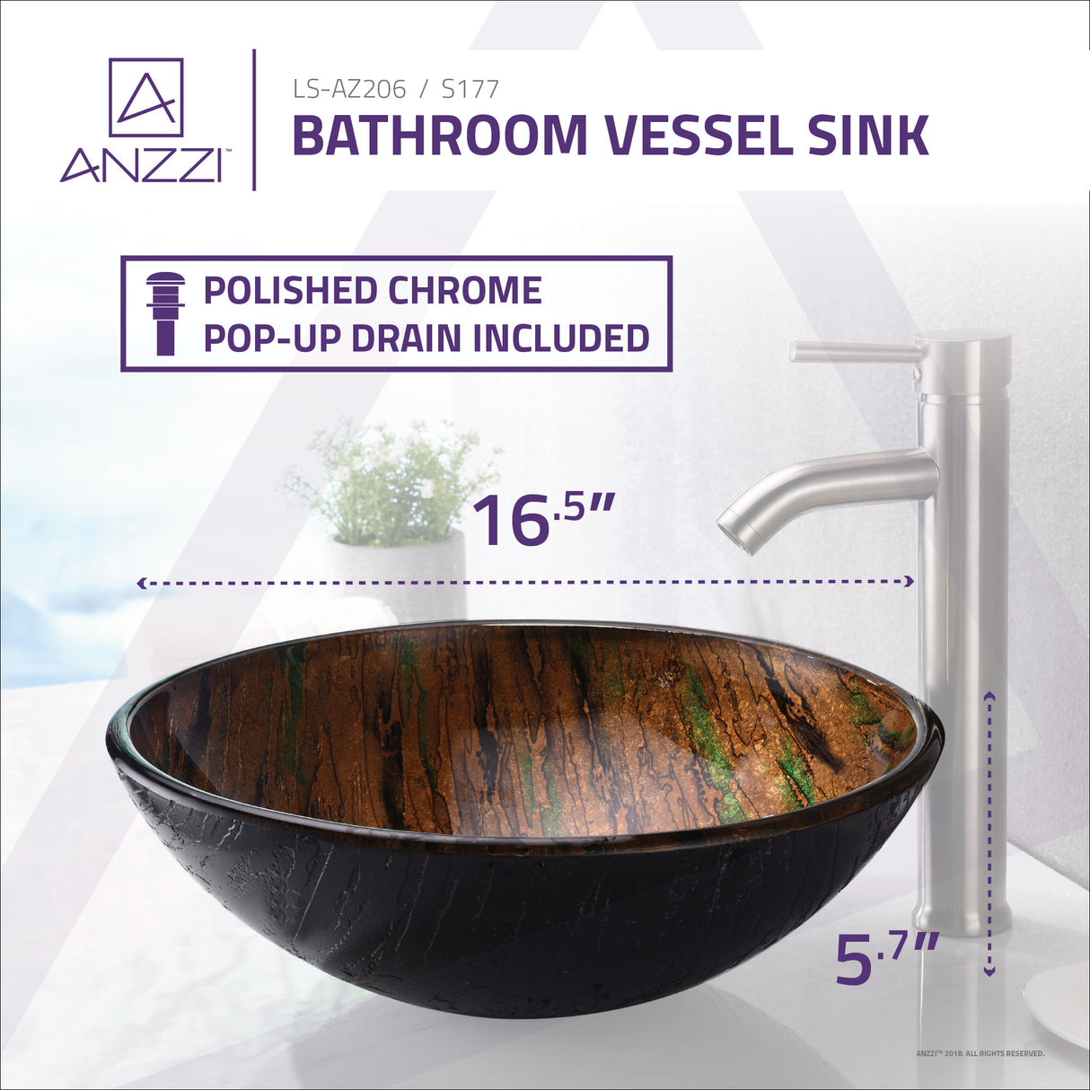 ANZZI S177 Gwazeni Series Vessel Sink in Shifting Earth