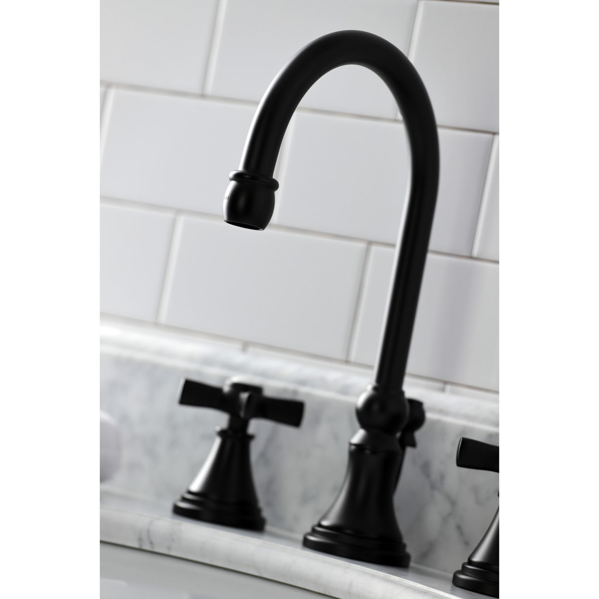 Kingston Brass KS2980ZX Millennium Widespread Bathroom Faucet with Brass Pop-Up, Matte Black