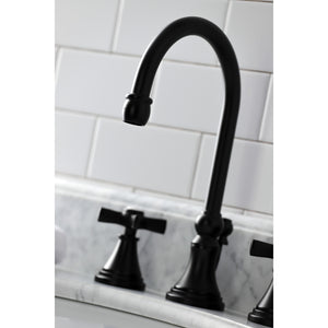Kingston Brass KS2980ZX Millennium Widespread Bathroom Faucet with Brass Pop-Up, Matte Black
