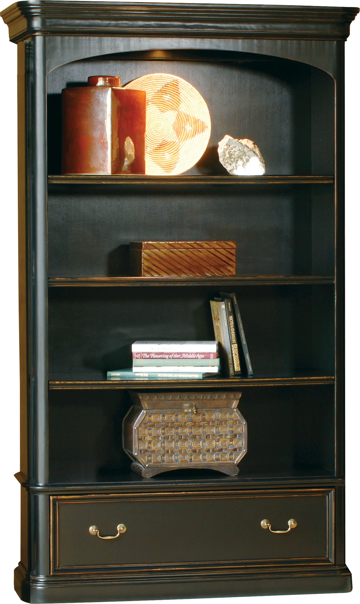 Hekman 79144 Louis Philippe 50in. x 20in. x 84in. Executive Center Bookcase