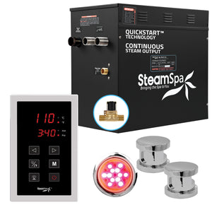 Raven Series 12kW QuickStart Steam Bath Generator Package in Polished Chrome RVT1200CH-A
