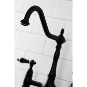Kingston Brass KS1270PKLBS Duchess Bridge Kitchen Faucet with Brass Sprayer, Matte Black
