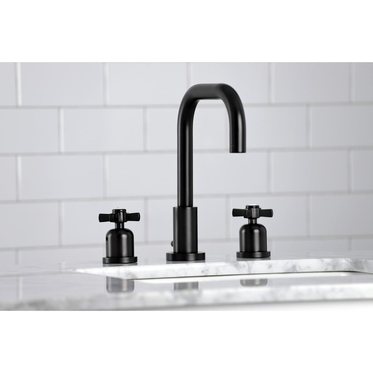 Kingston Brass FSC8930ZX Millennium Widespread Bathroom Faucet with Brass Pop-Up, Matte Black