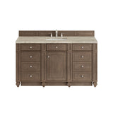 Bristol 60" Single Vanity Whitewashed Walnut, w/ 3 CM Tajnar Eclos Top