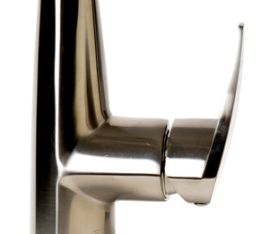 Brushed Nickel Kitchen Faucet with Black Rubber Stem