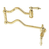 Kingston Brass KS2102AL Heritage Wall Mount Pot Filler, Polished Brass