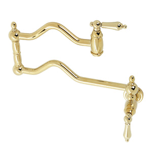 Kingston Brass KS2102AL Heritage Wall Mount Pot Filler, Polished Brass
