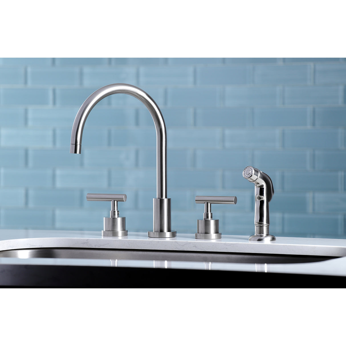 Kingston Brass KS8728CML Widespread Kitchen Faucet, Brushed Nickel