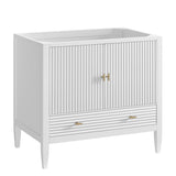 Myrrin 36" Vanity, Bright White, w/ 3 CM Siberian Silestone Top