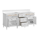 Lorelai 72" Double Vanity, Bright White w/ 3 CM Victorian Silver Silestone Top