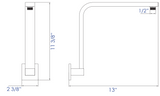 ALFI brand AB12GSW-PC Polished Chrome 12" Square Raised Wall Mounted Shower Arm