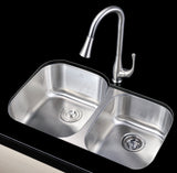 ANZZI K-AZ3220-3B Moore Undermount Stainless Steel 32 in. 0-Hole 60/40 Double Bowl Kitchen Sink in Brushed Satin