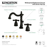 Kingston Brass KB1973AX Heritage Widespread Bathroom Faucet with Brass Pop-Up, Antique Brass