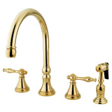 Kingston Brass KS2792NLBS Widespread Kitchen Faucet, Polished Brass