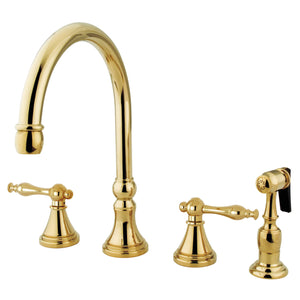 Kingston Brass KS2792NLBS Widespread Kitchen Faucet, Polished Brass