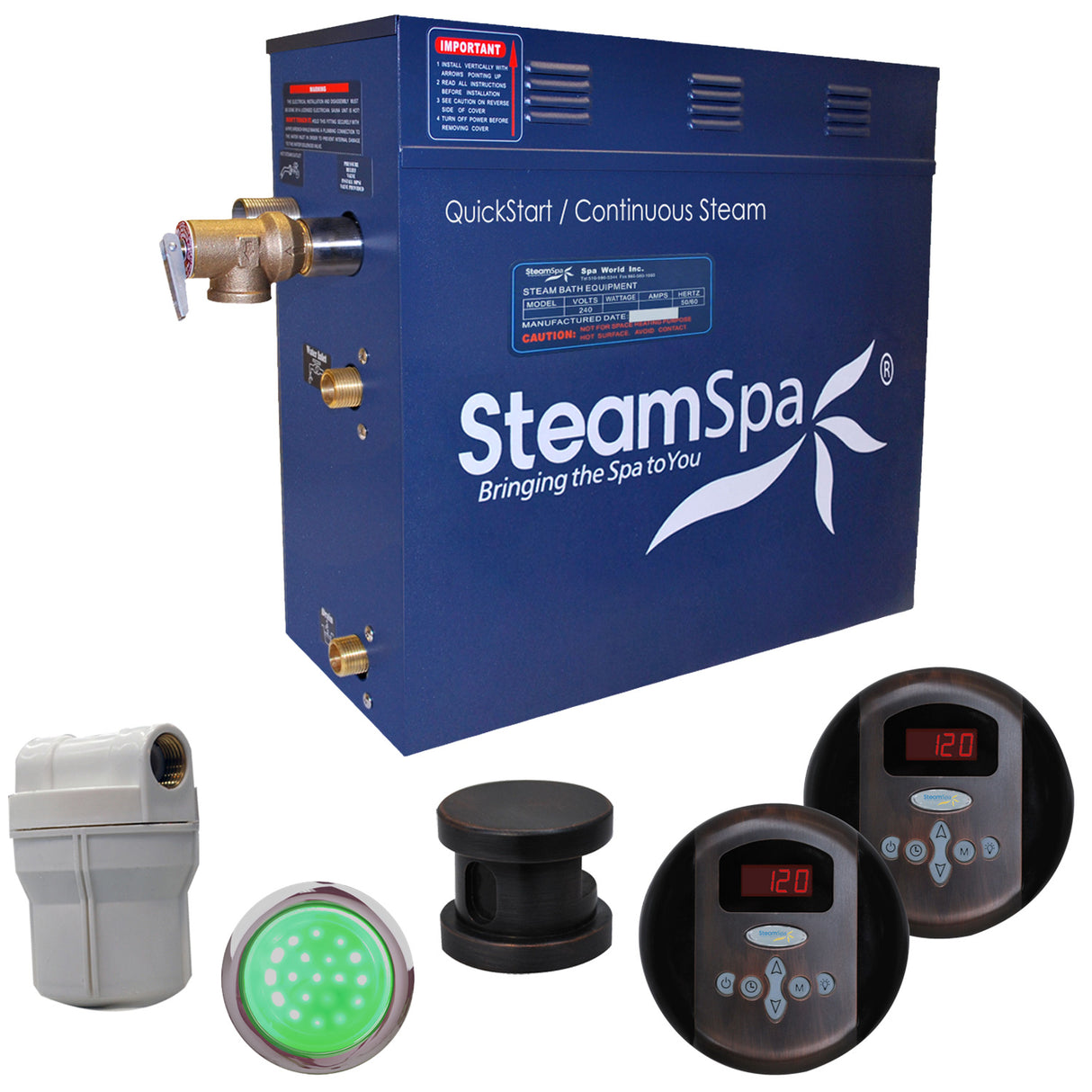 SteamSpa Royal 7.5 KW QuickStart Acu-Steam Bath Generator Package in Oil Rubbed Bronze RY750OB