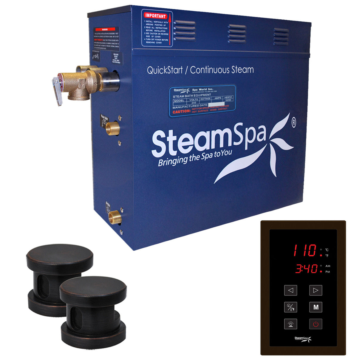 SteamSpa Oasis 10.5 KW QuickStart Acu-Steam Bath Generator Package in Oil Rubbed Bronze OAT1050OB