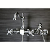 Kingston Brass KS1261AXBS Heritage Wall Mount Bridge Kitchen Faucet with Brass Sprayer, Polished Chrome
