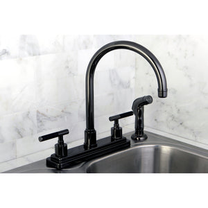 Kingston Brass NS8790DKLSP Water Onyx Centerset Kitchen Faucet, Black Stainless Steel