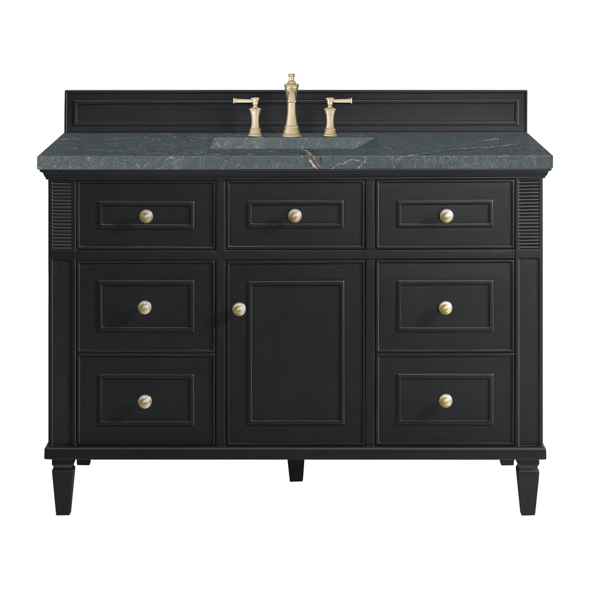 Lorelai 48" Single Vanity, Black Onyx w/ 3 CM Parisien Bleu Silestone Top w/FreePower Wireless Charger