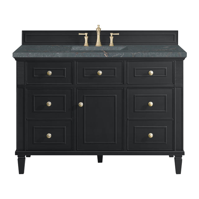 Lorelai 48" Single Vanity, Black Onyx w/ 3 CM Parisien Bleu Silestone Top w/FreePower Wireless Charger