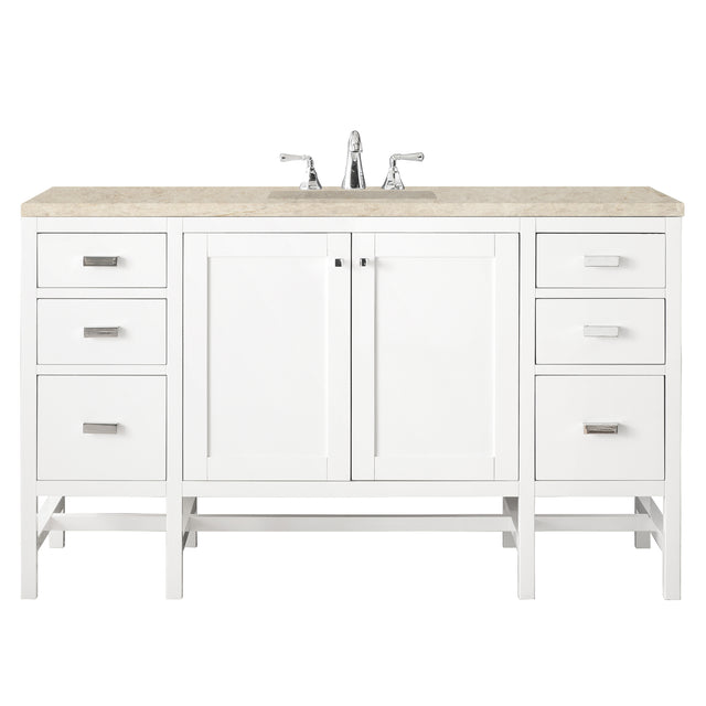 Addison 60" Single Vanity, Glossy White, w/ 3 CM Tajnar Eclos Top
