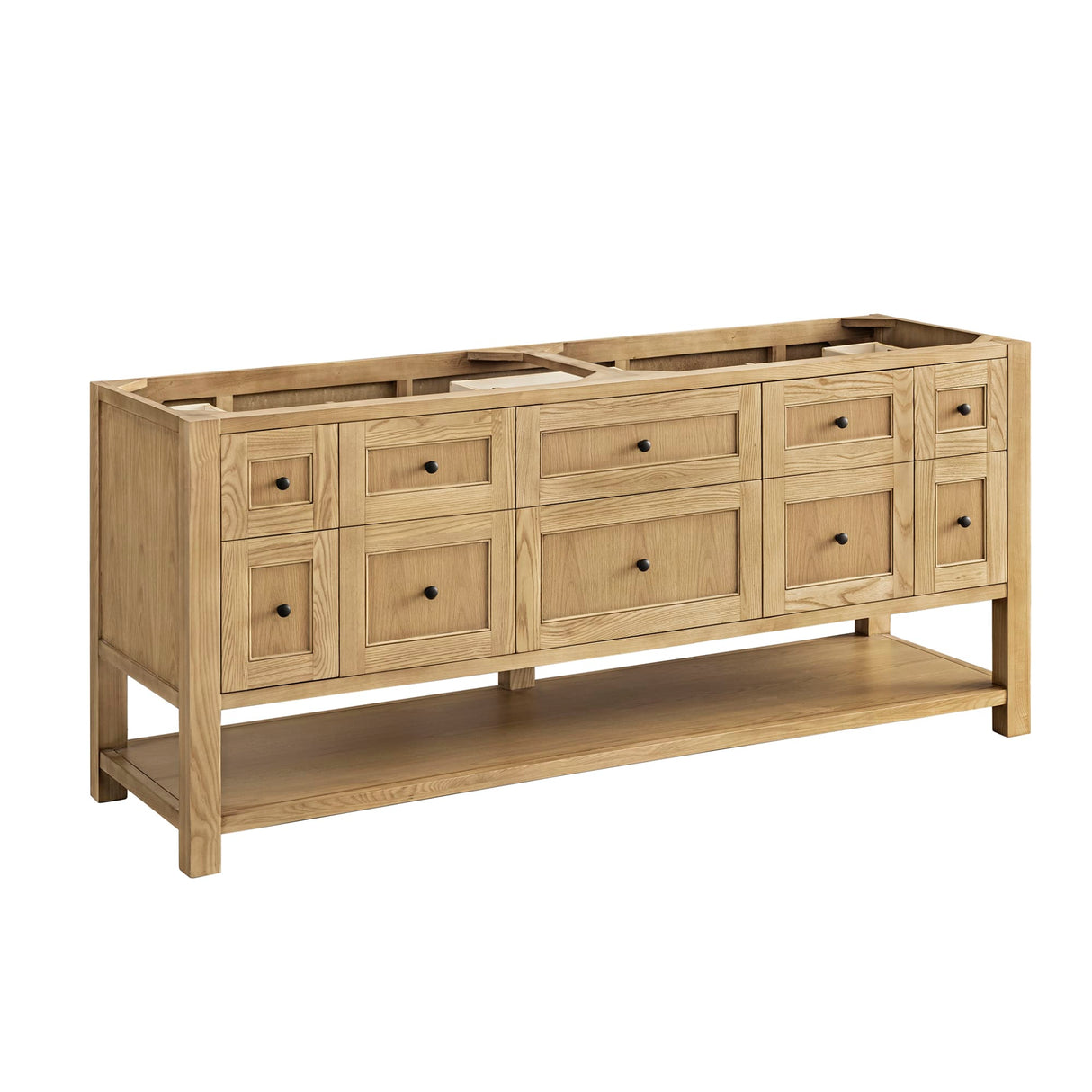 Breckenridge 72" Double Vanity, Light Natural Oak w/ 3 CM Charcoal Soapstone Top