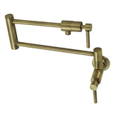 Kingston Brass KS4103DL Concord Wall Mount Pot Filler, Antique Brass
