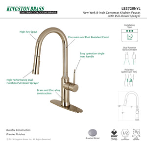 Gourmetier LS2728NYL New York Single-Handle Pull-Down Kitchen Faucet, Brushed Nickel