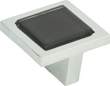 Atlas Homewares Spa Black Square Knob 1 3/8 Inch Polished Chrome
