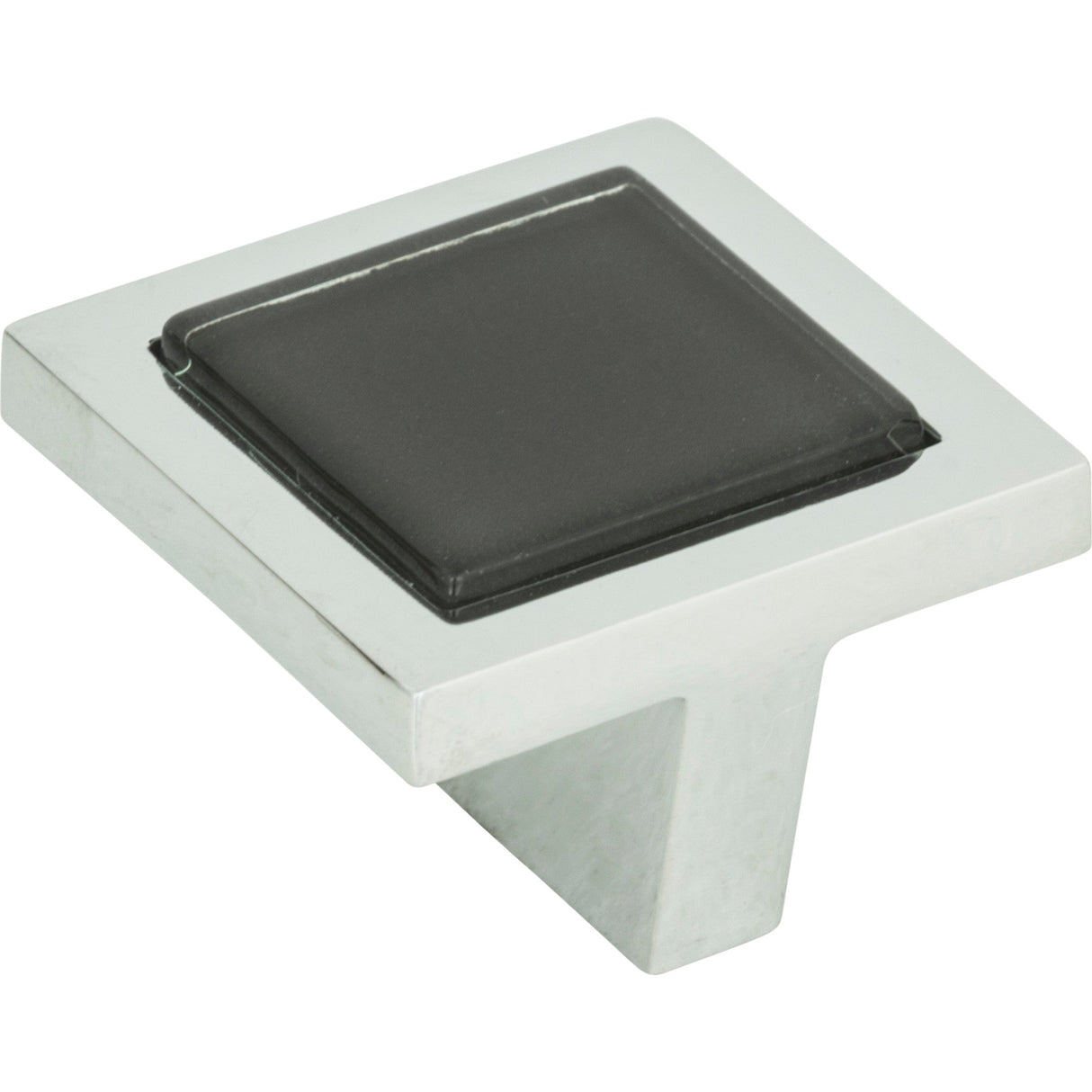 Atlas Homewares Spa Black Square Knob 1 3/8 Inch Polished Chrome