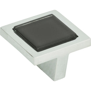 Atlas Homewares Spa Black Square Knob 1 3/8 Inch Polished Chrome