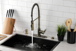 Gourmetier LS877CTLAB Continental Single-Handle Pre-Rinse Kitchen Faucet, Antique Brass