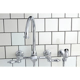 Kingston Brass KS1291ALBS Restoration Wall Mount Bridge Kitchen Faucet with Brass Sprayer, Polished Chrome
