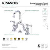 Kingston Brass KS7997AL English Country Bridge Bathroom Faucet with Brass Pop-Up, Brushed Brass