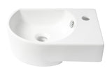 ALFI brand ABC119 White 16" Small Wall Mounted Ceramic Sink with Faucet Hole