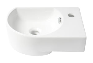 ALFI brand ABC119 White 16" Small Wall Mounted Ceramic Sink with Faucet Hole