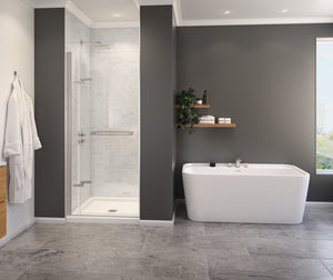 MAAX 139584-810-305-000 Capella 78 32 ½-35 ½ x 78 in. 8 mm Pivot Shower Door for Alcove Installation with GlassShield® glass in Brushed Nickel