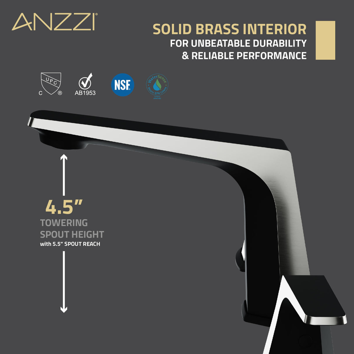 ANZZI L-AZ905MB-BN 2-Handle 3-Hole 8 in. Widespread Bathroom Faucet With Pop-up Drain in Matte Black & Brushed Nickel