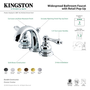 Kingston Brass KB912AL English Country Widespread Bathroom Faucet, Polished Brass