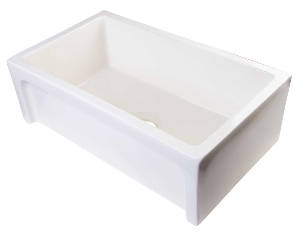 ALFI brand AB3018ARCH-B  30" Biscuit Arched Apron Thick Wall Fireclay Single Bowl Farm Sink